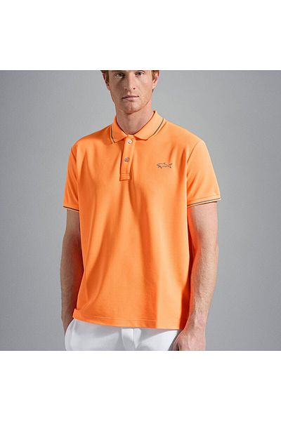 PAUL&SHARK Men's Logo Basic Regular Fit Short Sleeve Orange Polo Collar T-shirt23411230-f05