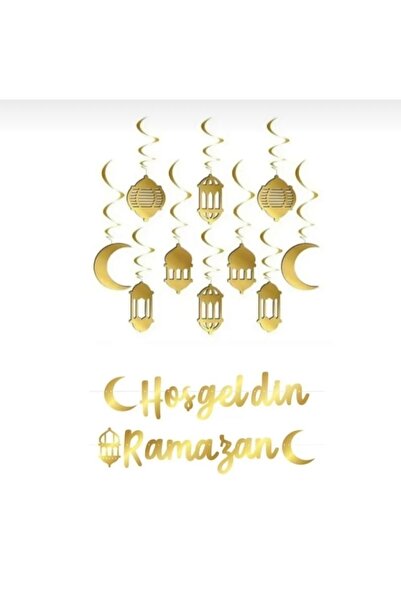MFM Banner de caligrafie din aur Ramadan pentru bun venit la petrecere Set de...