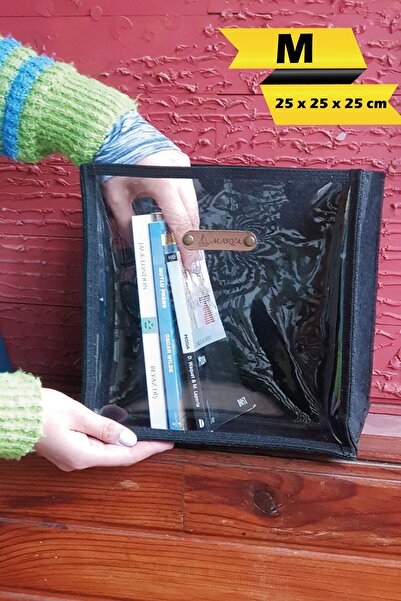 MARVA Передня прозора коробка для зберігання, чорна, середнього розміру