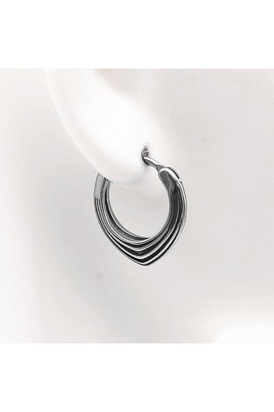 Viking Striped Modern Design Drop Model Snap Ring Biker 316l Steel Men's Earrings
