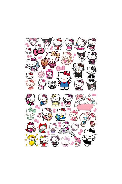 Ororabutik Σετ με 61 χαριτωμένα αυτοκόλλητα Hello Kitty - Ετικέτα περιοδικού και λευκώματος