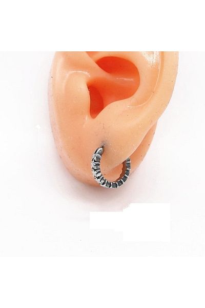 Viking Star Embroidered Thin Design Snap Ring 316l Steel Men Women Unisex Earrings