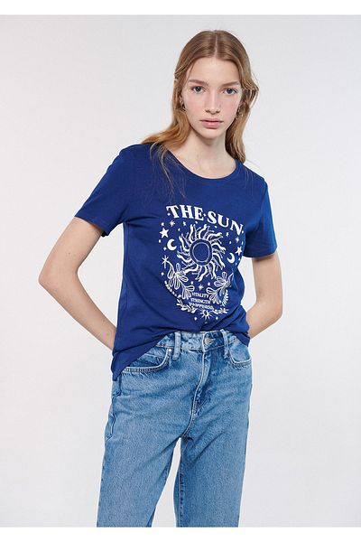 Mavi Tricou cu imprimeu The Sun, cu croială normală / croială normală 1611298-70899