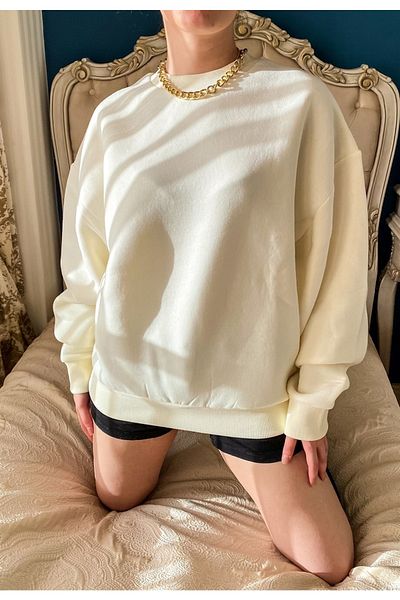 JAHR MARC Γυναικείο φούτερ Cream Color Basic Oversize