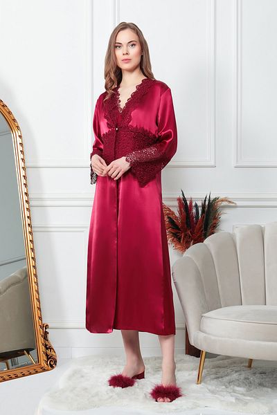 EXCLUSIVE Set cămașă de noapte din satin de mătase 6 piese