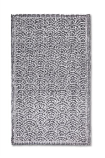 Bluenity Shell Natural Cotton 2-Piece Bath Rug Set 60x100 50x60 Cm Gray