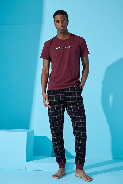 Pijamaevi Claret Red Whatever εμπριμέ κοντομάνικο σετ ανδρικών πιτζάμες