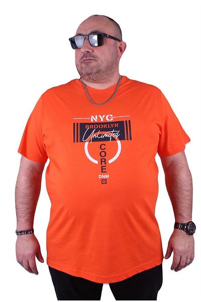 MocGrande Men's Large Size Crew Neck T-Shirt - Core 23122 Orange