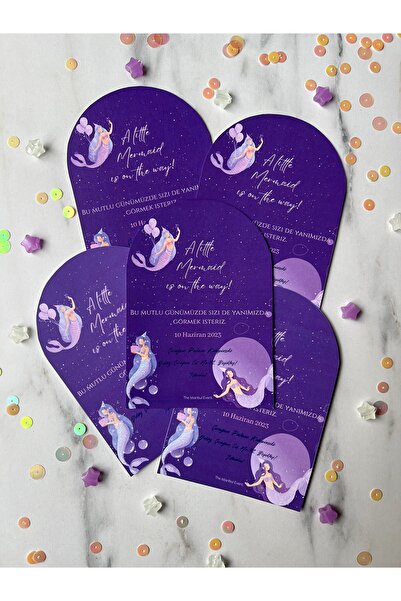 The Istanbul Event 5'li Deniz Kızı/mermaid Konseptli Baby Shower Davetiyesi -...