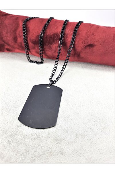 TÜKKAN ACCESSORİES Siyah Kaplama Asker Künyesi Kolye