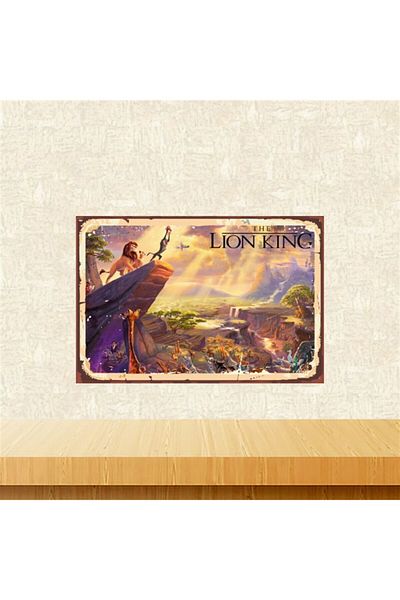 TAKIFİX Ρετρό Ξύλινο Πίνακα 20-30 cm με Σχέδιο Lion King Tkfx5688