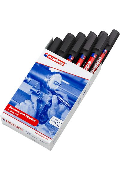 Edding Black Permanent Marker Pen 300 1 5 3 mm Pack of 10