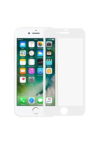 CaseWorld Iphone 6  uyumlu Tam Kaplayan Temperli Ekran Koruyucu Cam - Beyaz