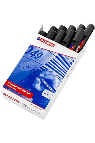 Edding 1-5mm Black Permanent Marker Pen - 330 Model, Refillable (10 Piece Pack)