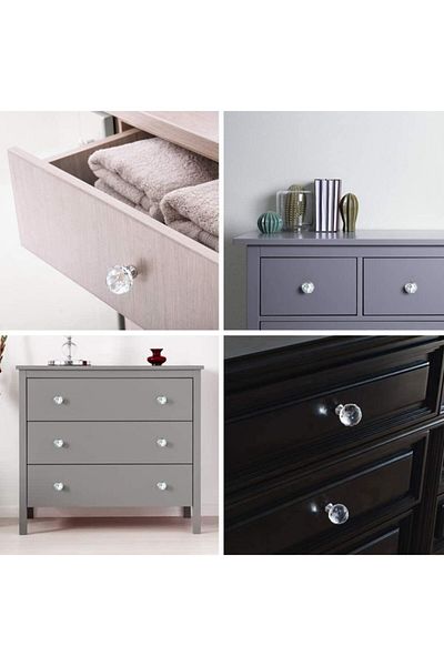 bablife 5Pcs Crystal Button 30mm Diameter Large Chrome Drawer Cabinet Furniture Handles