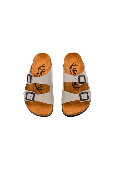 Moosefield Kids Unisex Genuine Leather Gray Children's Slippers