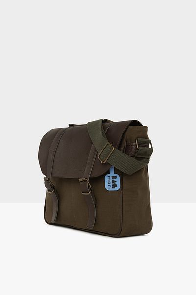 Bagmori Khaki Covered Nubuck Bag with Double Belt Strap M000005670