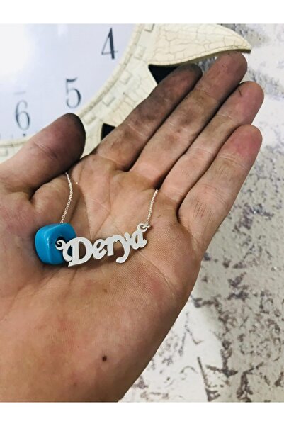 gümüşevibyunus 925 Ayar Gümüş Derya Isimli Mavi Boncuklu Kolye Modelimiz