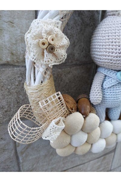 OBİDEV Erkek Bebek Mavili Amigurumi Örgülü Kapı Süsü