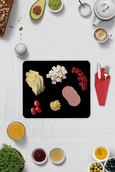 Decorita Set of 2| Glass Plate - Breakfast Plate - Cake Plate| Solid Color - Black|29cm X 34cm