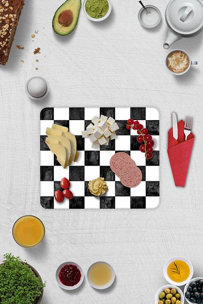 Decorita Set of 2| Glass Plate - Breakfast Plate - Cake Plate| Checkered Pattern| 29cm X 34cm