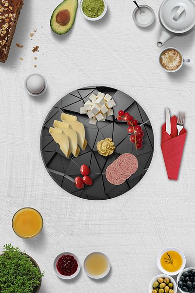 Decorita Set of 2| Glass Plate - Breakfast Plate - Cake Plate| Anthracite Crystal| Diameter32cm