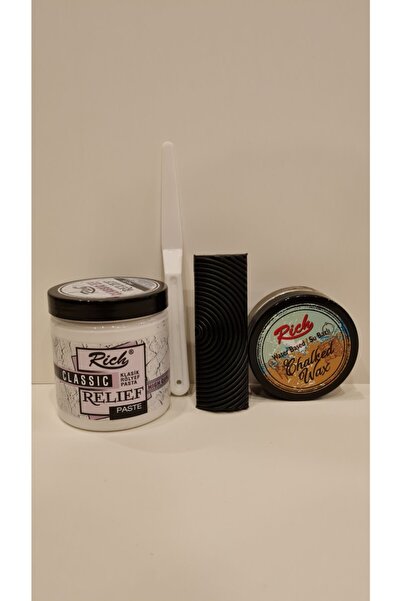Rich Budak Yapma Seti ( Ahşap Doku Tarağı Rölyef Pasta Eskitme Wax) - ( Siyah )