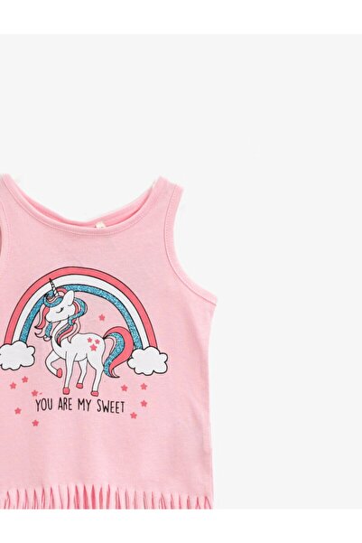 Koton Kız Bebek Pembe Unicorn Baskılı Atlet