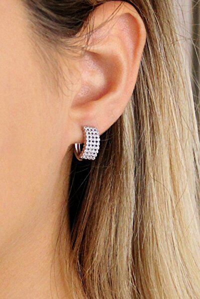 Argentum Concept 925 Ayar Gümüş Zirkon Taşlı Halka Küpe - K022101