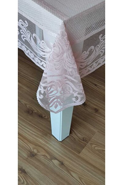 WENESSİ مفرش طاولة منقوش من قماش التول Kdk مقاس 160 × 220 (وردي)