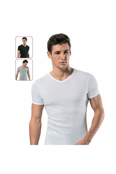 Tutku Gray V-Neck Short Sleeve Men's Undershirt Coat