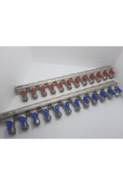 FIRAT kırmızı Mavi 1"mini Küresel Vanalı 12 Çıkışlı Kollektör Takımı
