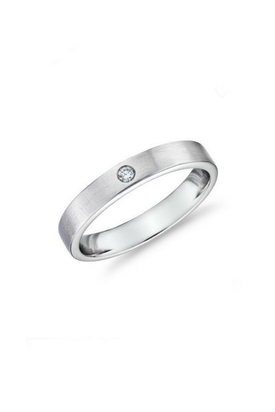 Silver Self Gümüş Alyans Düz 4 Mm Taşlı