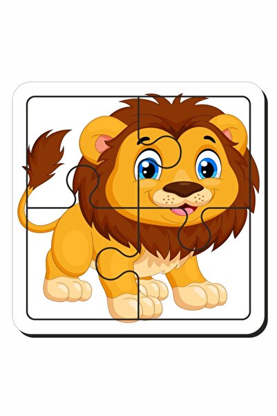 Baskı Atölyesi Yavru Aslan 4 Parça Yapboz Ilk Puzzle, Kolay Puzzle