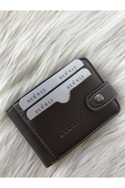 MKM MAN Brown Men's Classic Leather Card Holder Wallet