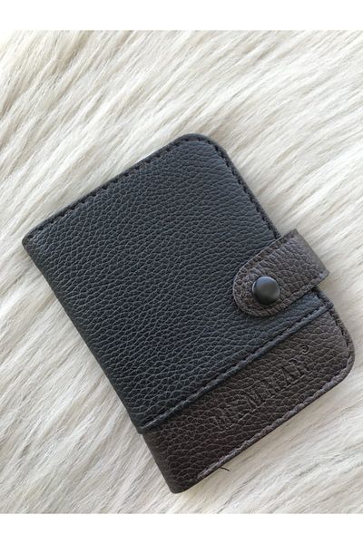 MKM Black\brown Unisex Leather Card Holder Wallet