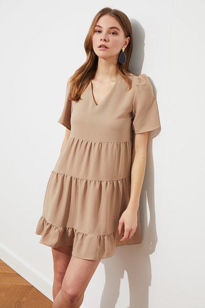 Trendyol Collection Kő széles kivágású mini szőtt ruha TWOSS20EL0400