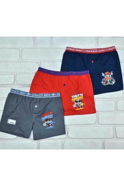 Tutku Boxer colorat din bumbac elastan pentru băiat, set de 3