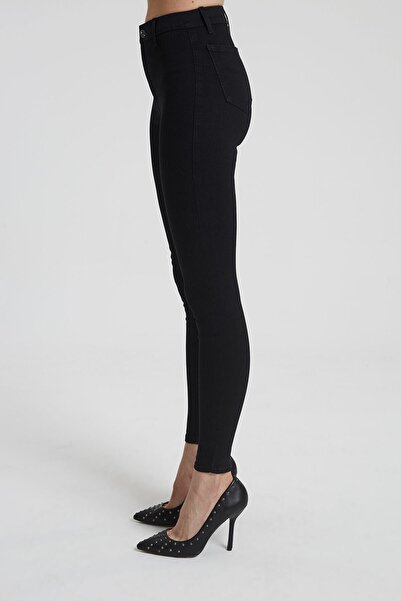 CROSS JEANS Janıe Siyah Yüksek Bel Önü Cepsiz Jegging Jean Pantolon C 4520-008