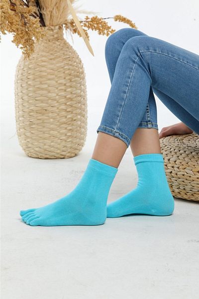 lacoton Дамски тюркоазени памучни чорапи с пръсти TS-0202