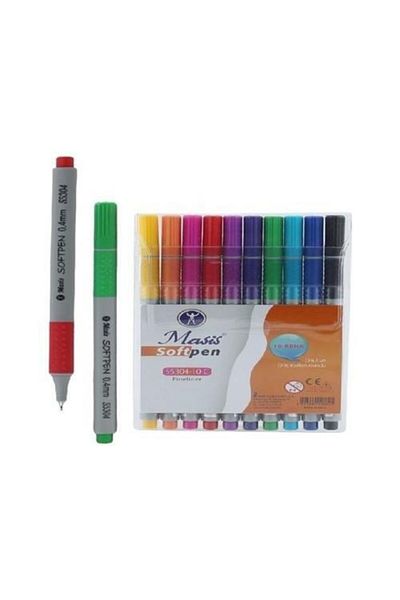 Masis Fineliner Softpen Pen 10 Colors PVC S5304-10c