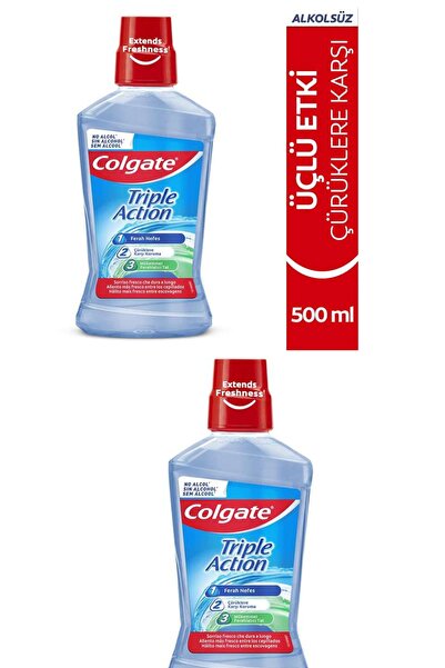 Colgate Triple Action Üç'lü Etki (2x500ml) Ağız Bakım Suyu Alkolsüz