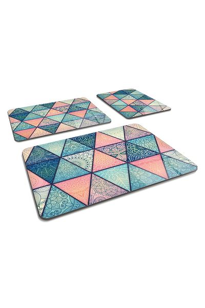 Decorita Set of 3 Colorful Mandala| Glass Cutting Board - Glass Cutting Table