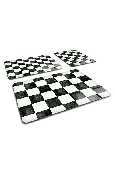 Decorita Set of 3 Checkered Pattern| Glass Cutting Board - Glass Cutting Table