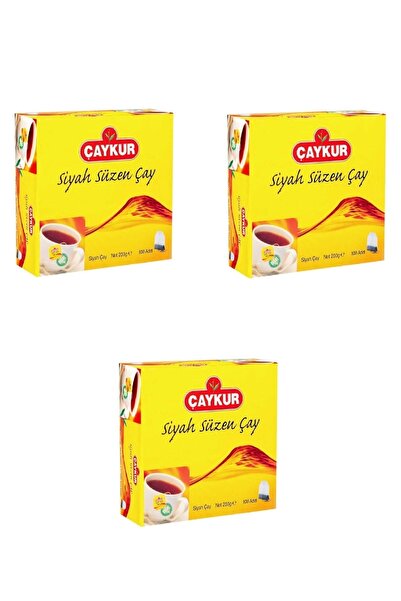 Çaykur Siyah Süzen Poşet Çay 100' Lü 200 Gr X 3 Adet