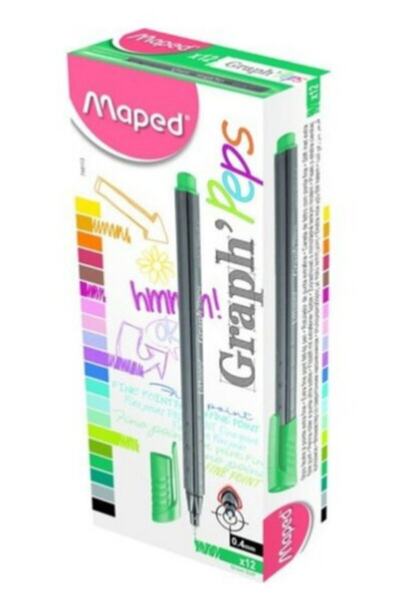 Maped Fineliner 12'li - Çim Yeşli 749113 Keçeuçlu Kalem ( 1 Paket 12 Adet )