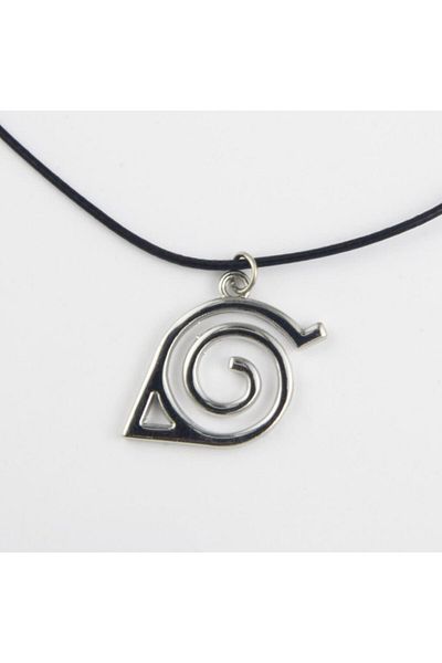 AlpCollection Naruto Anime Gray Metal Symbol Leather String Gift Necklace Jewelry