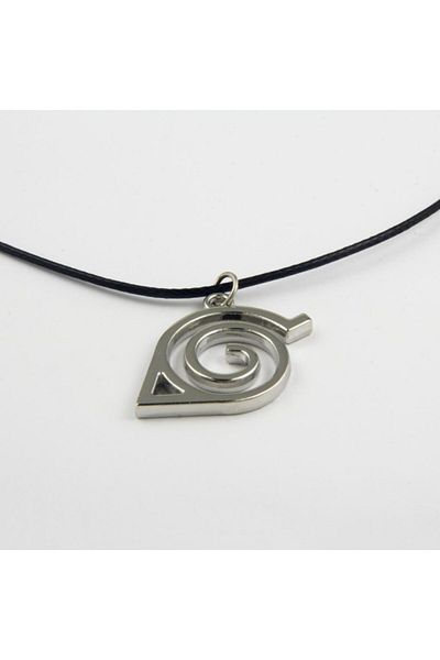 AlpCollection Naruto Anime Gray Metal Symbol Leather String Gift Necklace Jewelry