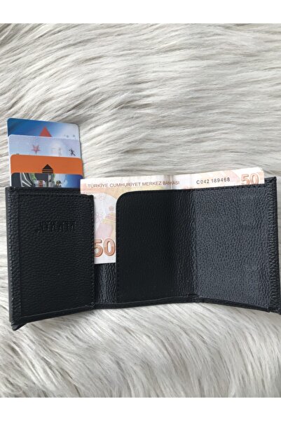 MKM MAN Black Automatic Mechanism Leather Card Holder\wallet