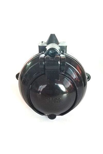 marketcik Eski Tip Sıva Üstü Kapaklı Topraklı Priz, Siyah Renk